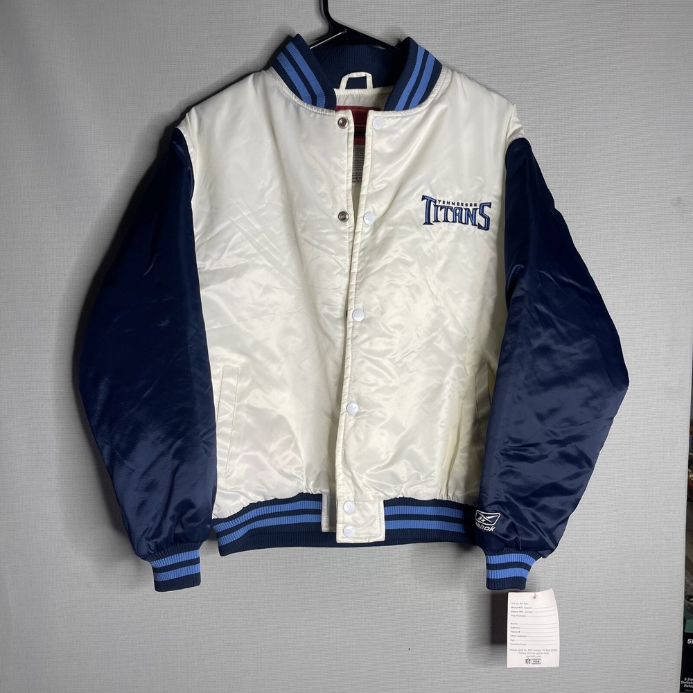 NWT Vintage 90s Tennessee Titans White Reebok Bomber Jacket Youth XL Y2K NFL